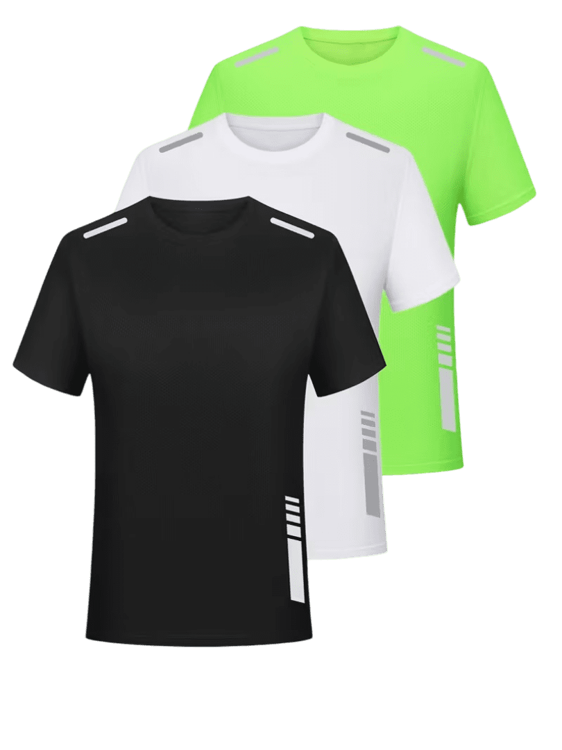 Side High Vis Men's Quick-Dry Athletic T-Shirts with Reflective Stripes (Black)