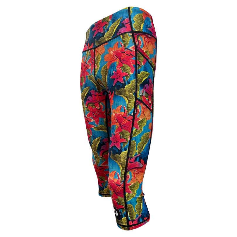 Funky Pants High Waist Funky 3/4 Leggings - Gold Leaf