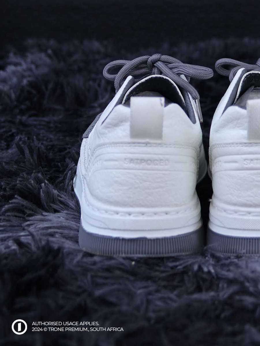 Grit Leather Laced Sneaker - White + Grey