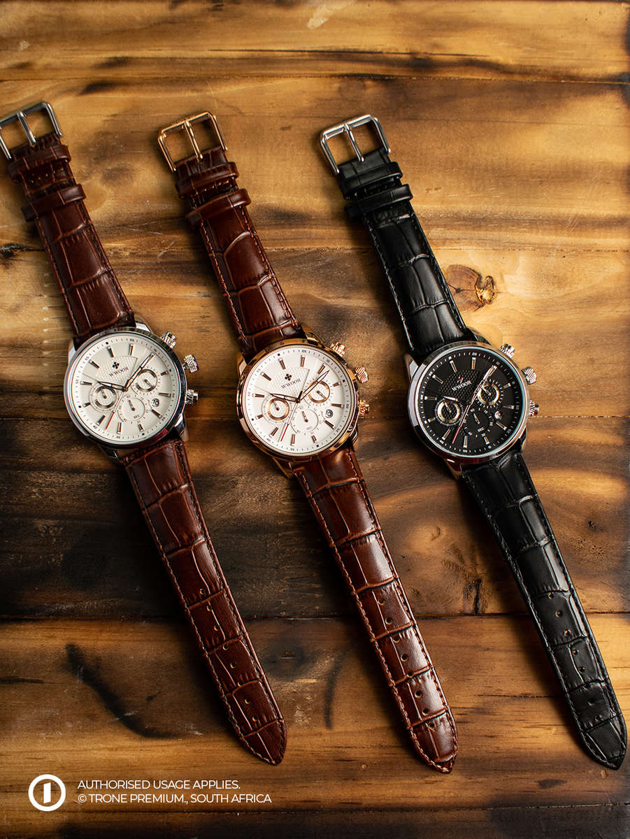 Premium WWOOR Atlas Watch - Silver + Brown