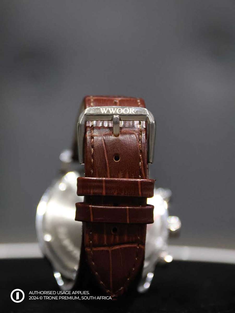 Premium WWOOR Atlas Watch - Silver + Brown