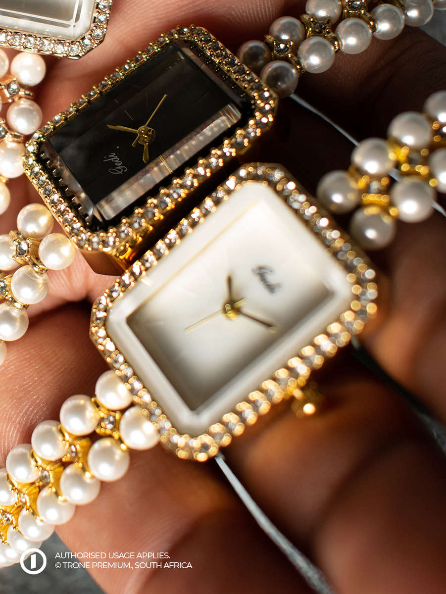 Premium Pearl Laced - Gold + Black Dial Watch