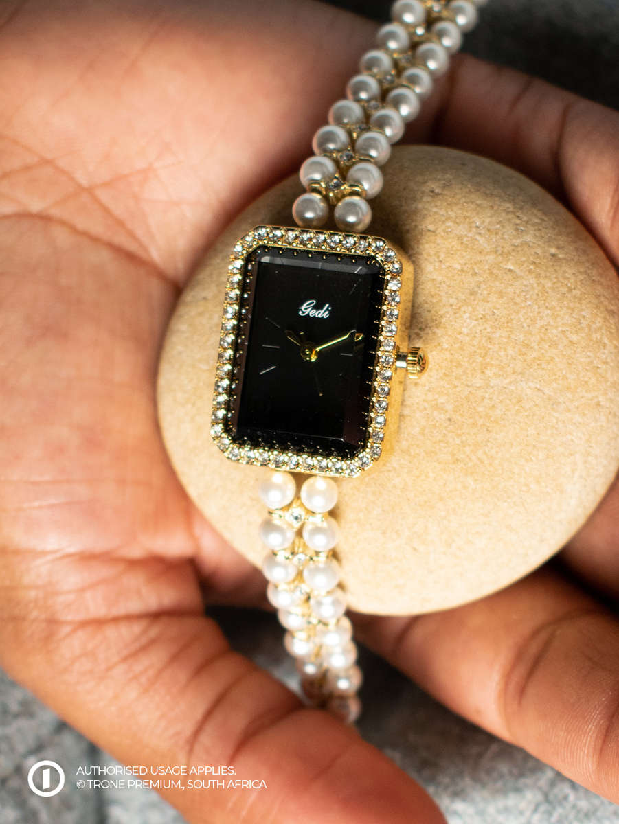 Premium Pearl Laced - Gold + Black Dial Watch