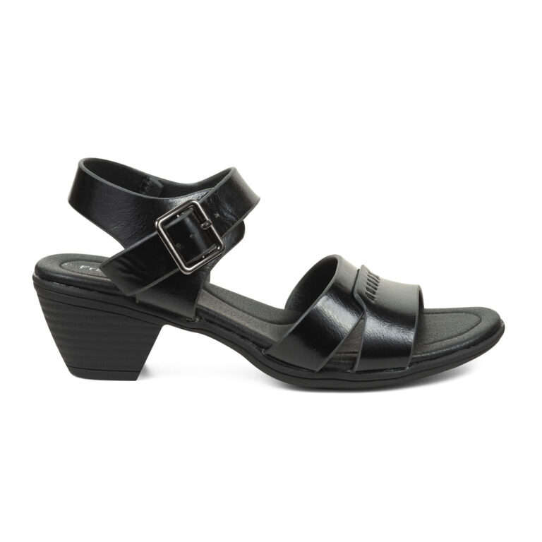 AIXIR Ladies Ankle Strap Low Heel Sandals PSL3002-1-Black