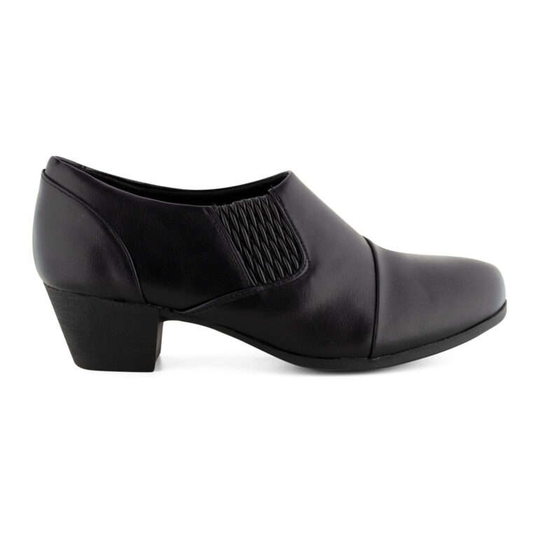 TTP Ladies Elasticated Slip-On Block Heel Courts CQA-16