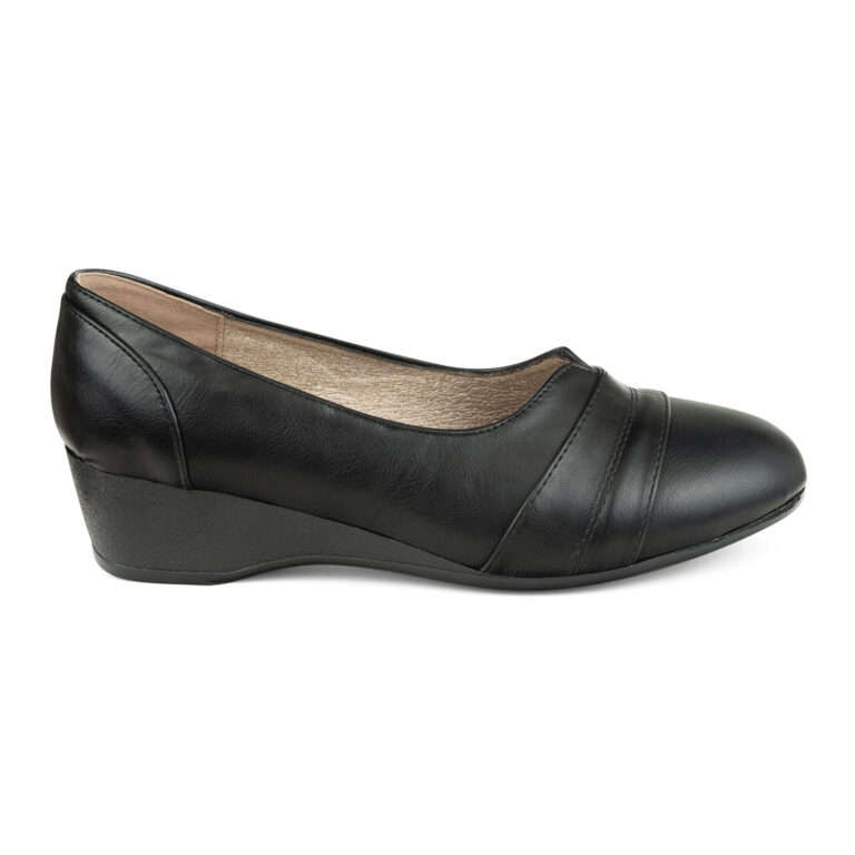 TTP Classic Ladies Wedge Heel Courts with lining detail on vamp
