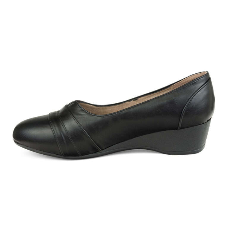 TTP Classic Ladies Wedge Heel Courts with lining detail on vamp