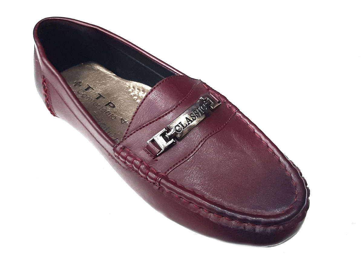 TTP Women's Moccasin with Metal Buckle Decor on Vamp