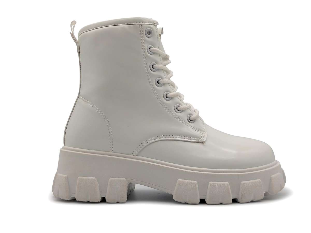 TTP Women's Lace-Up Combat Boot XB1601 with Patent Finish