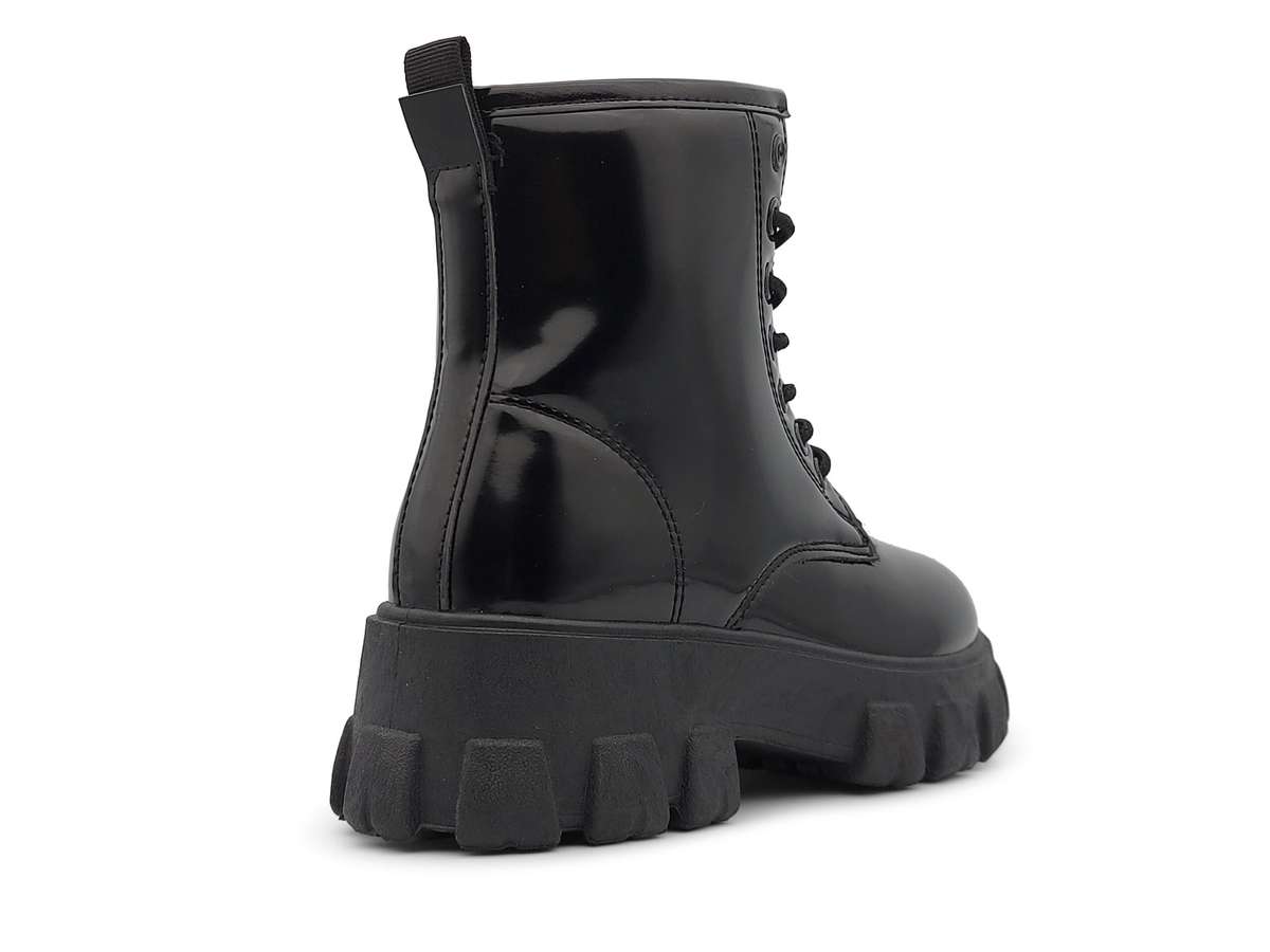 TTP Women's Lace-Up Combat Boot XB1601 with Patent Finish