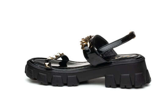 TTP Ladies Patent Platform Sandals with Decored Ankle Strap DZW211009