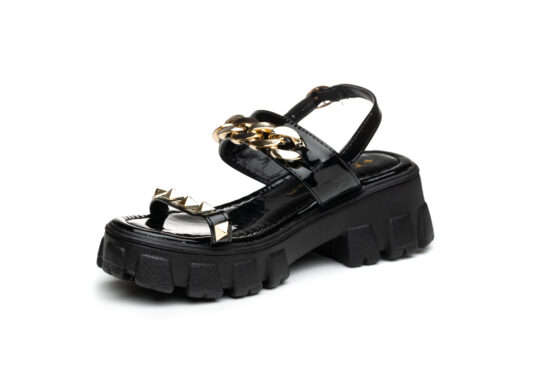 TTP Ladies Patent Platform Sandals with Decored Ankle Strap DZW211009