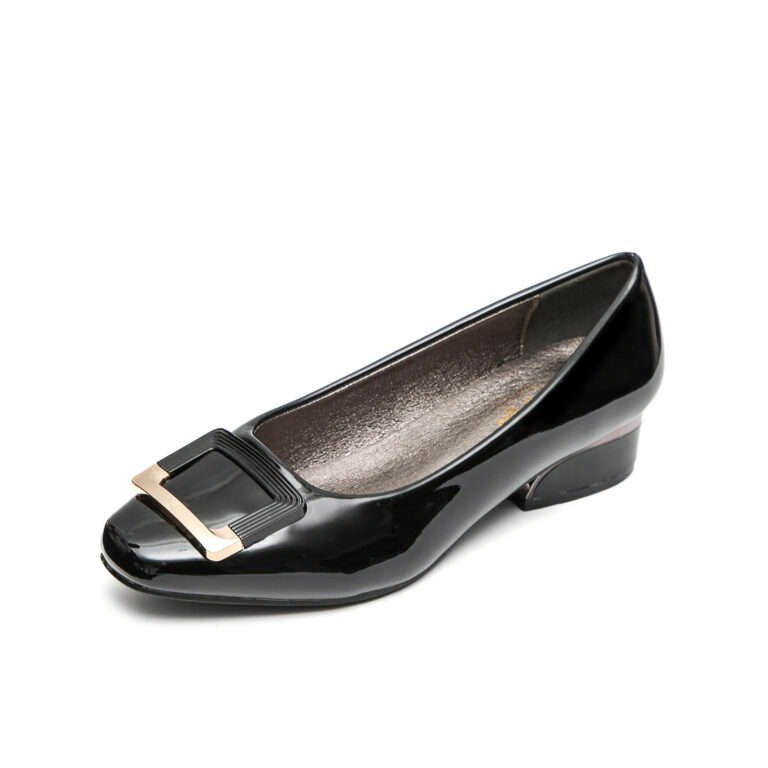 TTP Square Toe Patent Loafers with Square Decor JSF8