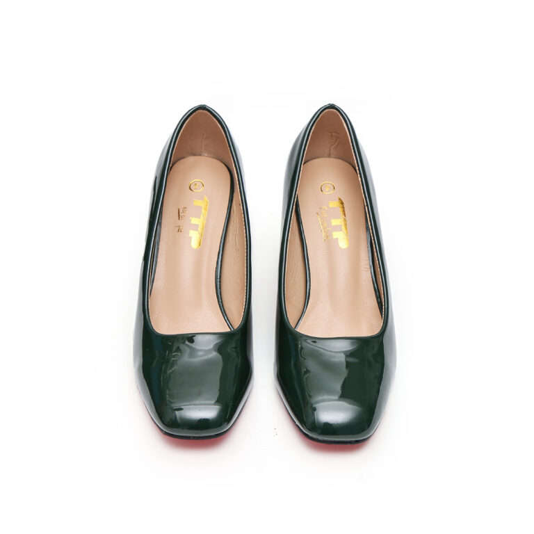 TTP Classic Patent Block Heel Slip on Courts JSF15
