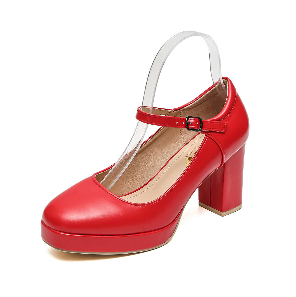 TTP Classic Block Heel Plarform High Heels with Ankle Strap JSF11