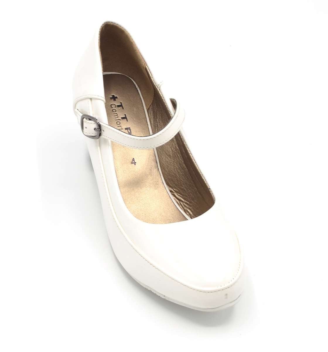 TTP High Gloss Ladies Court Heel with buckle Strap 8501-2