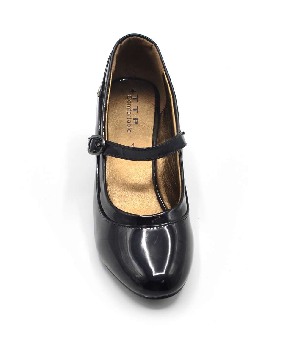 TTP High Gloss Ladies Court Heel with buckle Strap