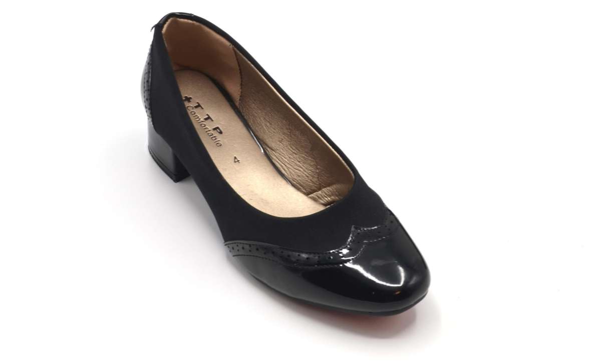 TTP Ladies Glossy Brogue Court Heel