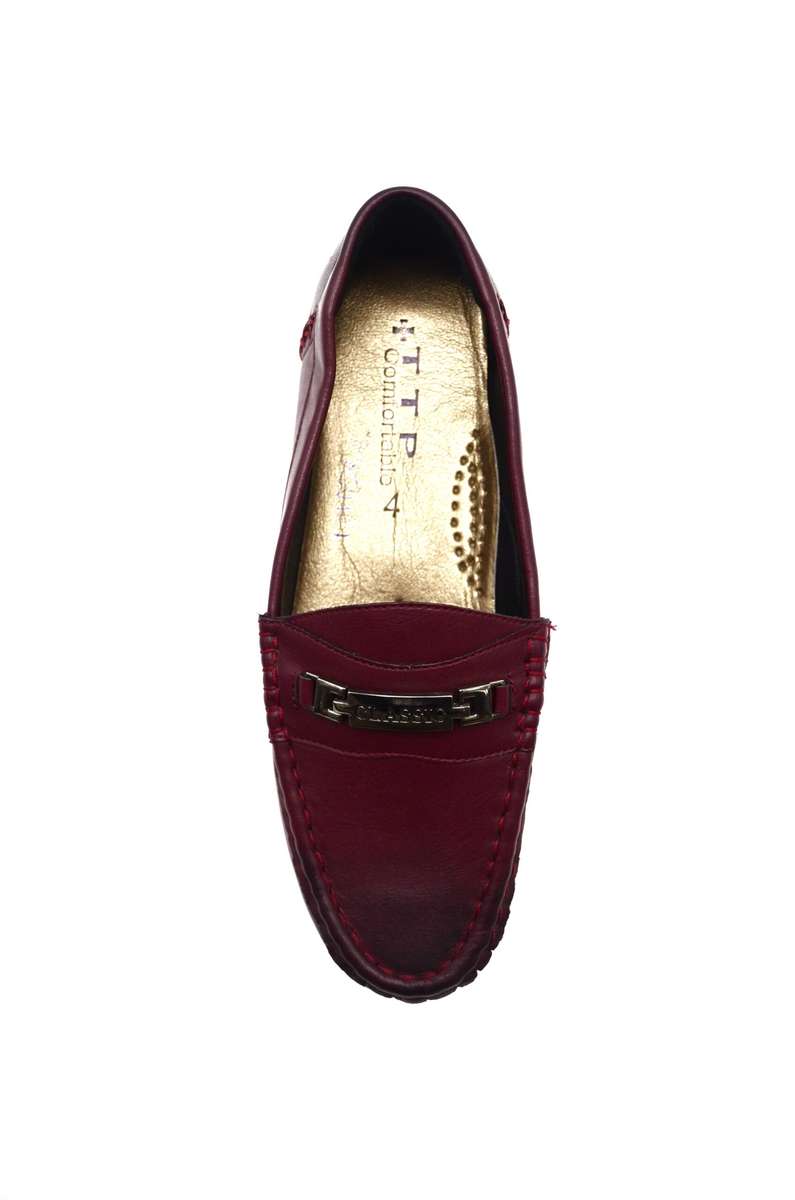 TTP Women's Moccasin with Metal Buckle Decor on Vamp