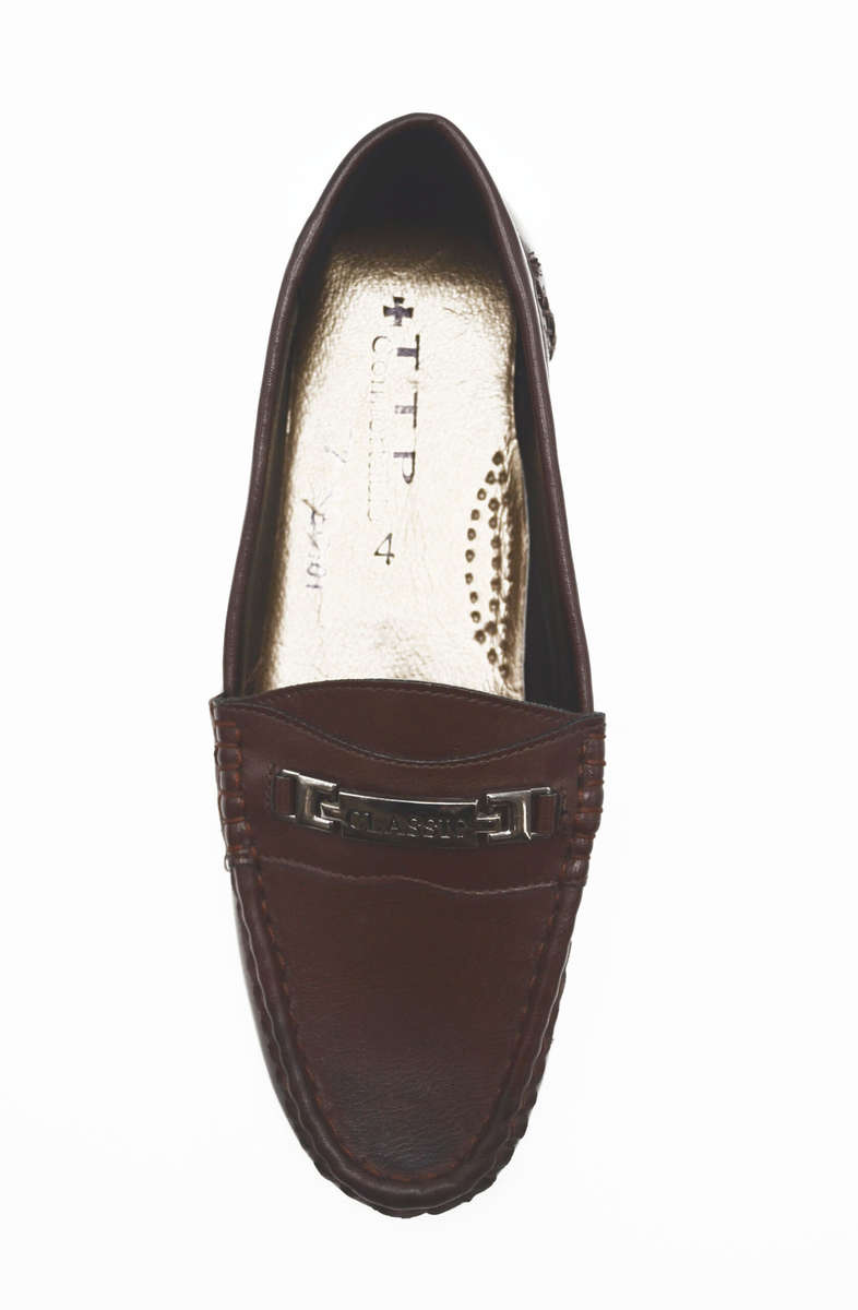TTP Women's Moccasin with Metal Buckle Decor on Vamp