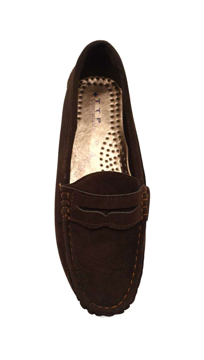 TTP Men's Suede Moccasin with Cut Out Detailed Decor on Vamp
