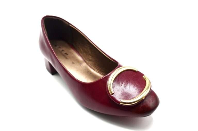 TTP Ladies Block Heel Court Shoe with Subtle Decor