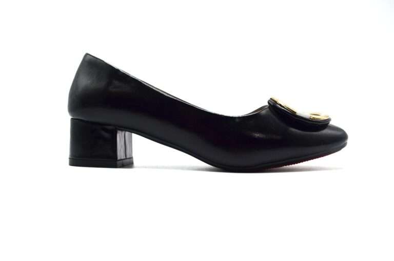 TTP Ladies Block Heel Court Shoe with Subtle Decor