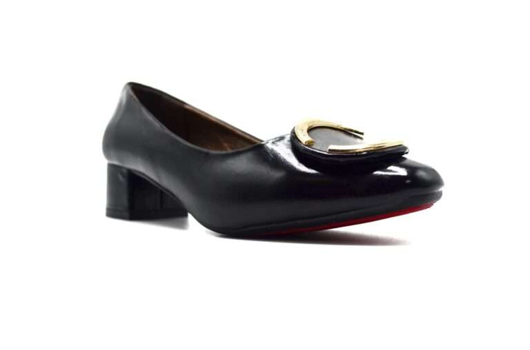 TTP Ladies Block Heel Court Shoe with Subtle Decor