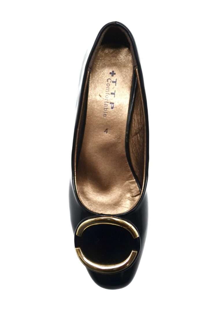 TTP Ladies Block Heel Court Shoe with Subtle Decor