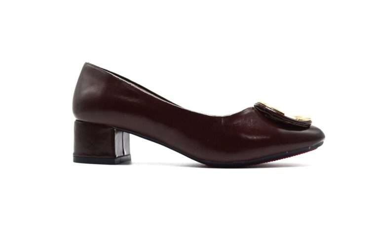 TTP Ladies Block Heel Court Shoe with Subtle Decor