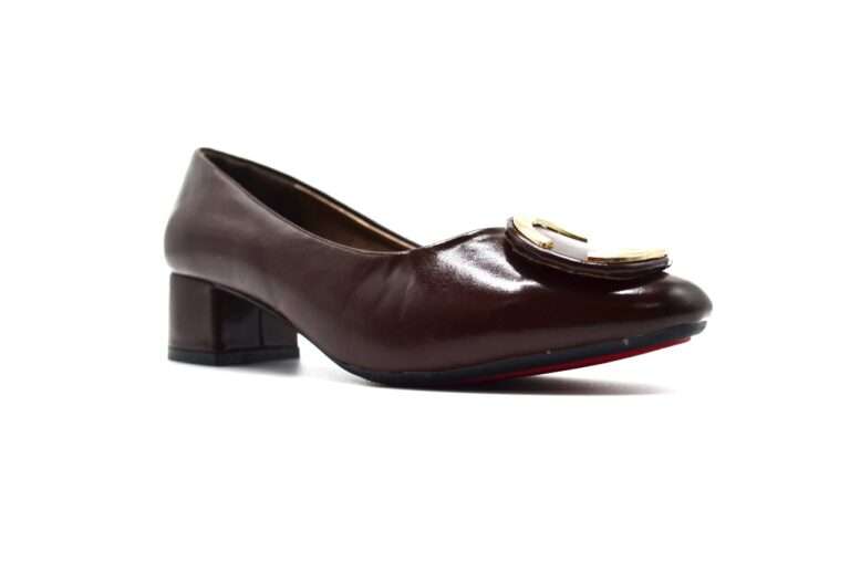 TTP Ladies Block Heel Court Shoe with Subtle Decor