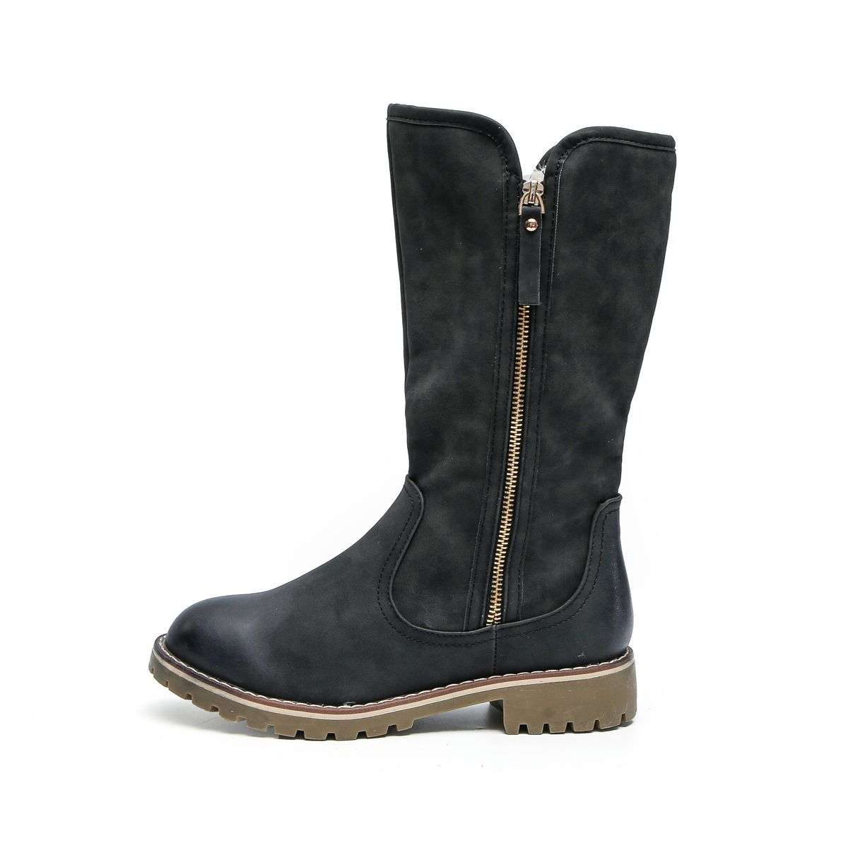 TTP Trendy Dual Side Zipper Mid Calf Boot with Fur Lining XB8226