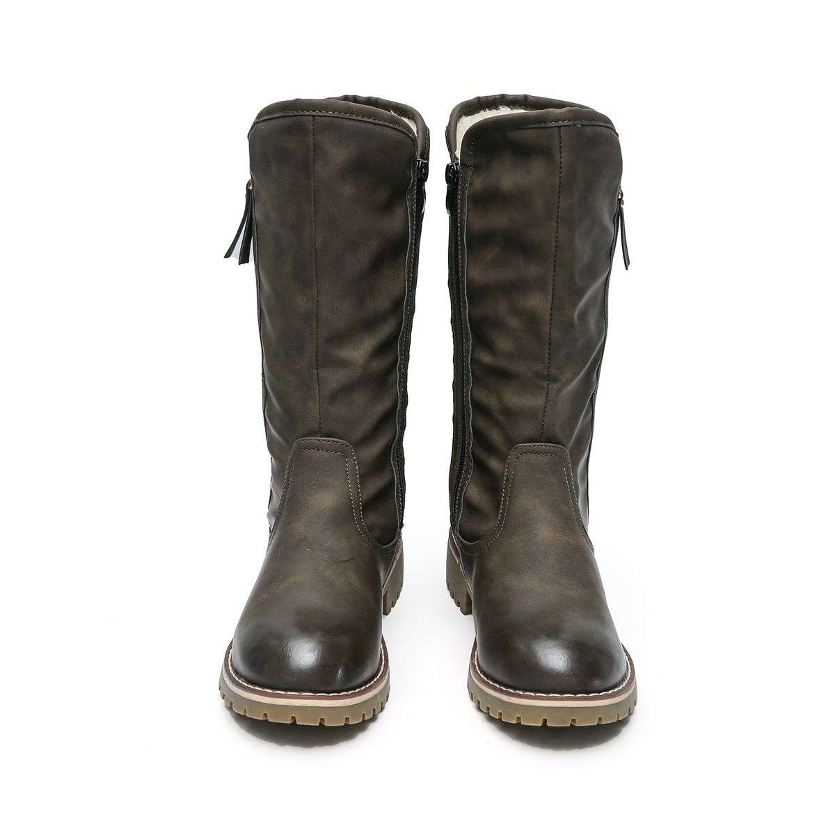TTP Trendy Dual Side Zipper Mid Calf Boot with Fur Lining XB8226