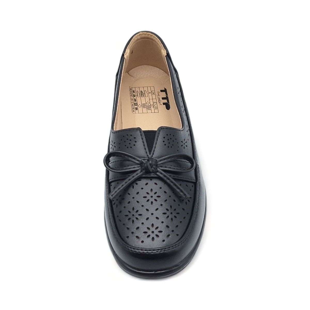 TTP Women Flatform Loafers with Flower Cut Out and Ribbon Decor XB5051