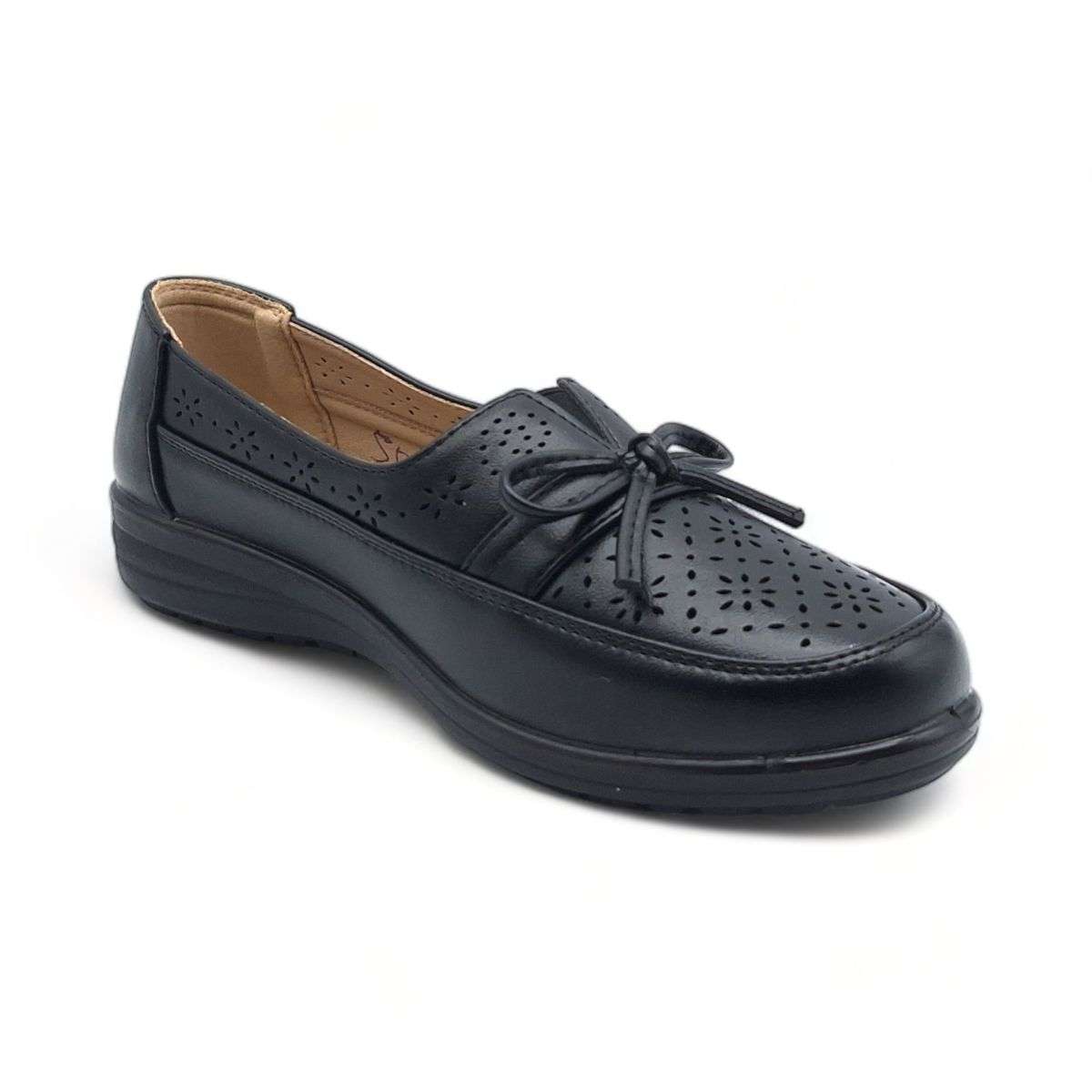 TTP Women Flatform Loafers with Flower Cut Out and Ribbon Decor XB5051