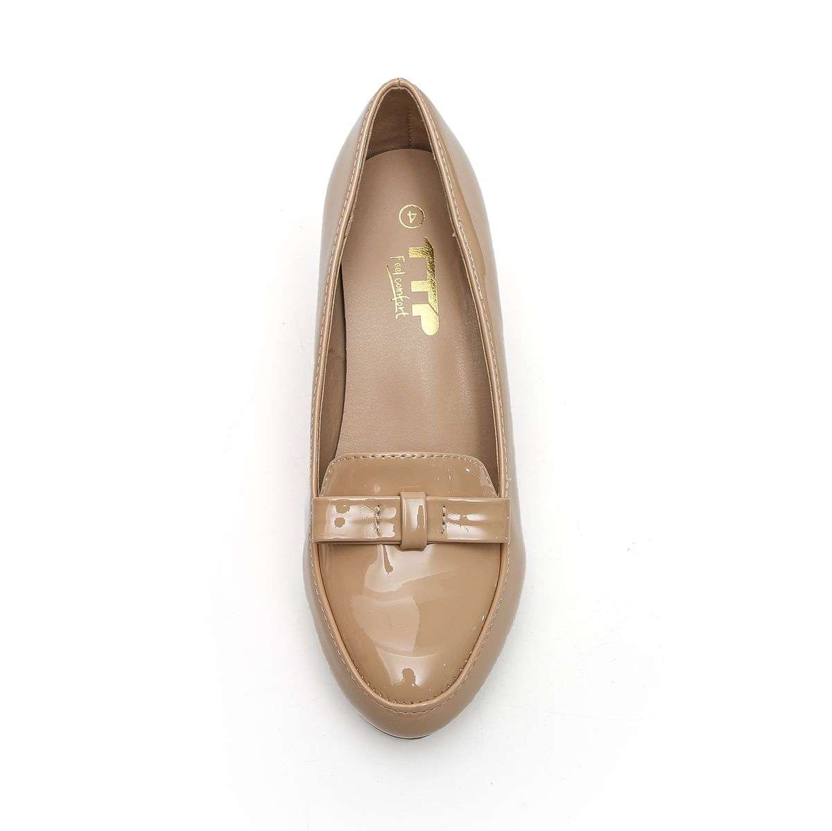 TTP Women Patent PU Block Heel Courts with Bow Decor JSF58