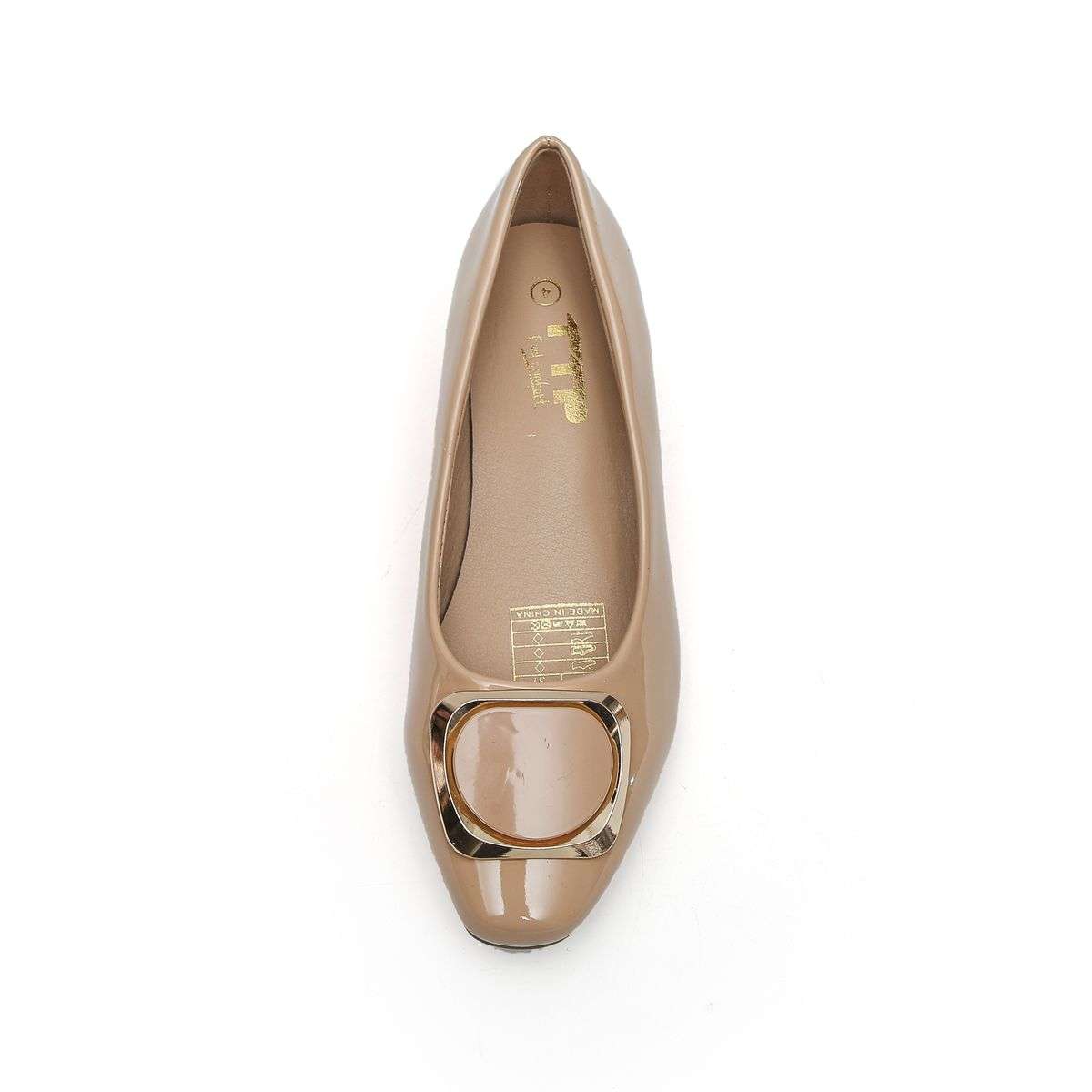 TTP Low Block Heel Patent PU Courts with Square Decor JSF61