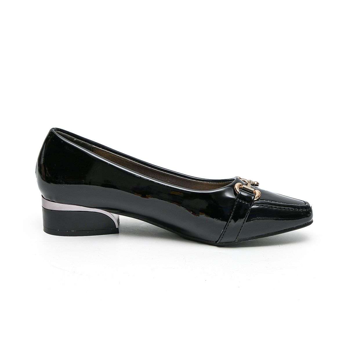 TTP Low Block Heel Patent PU Courts with Link Decor JSF60
