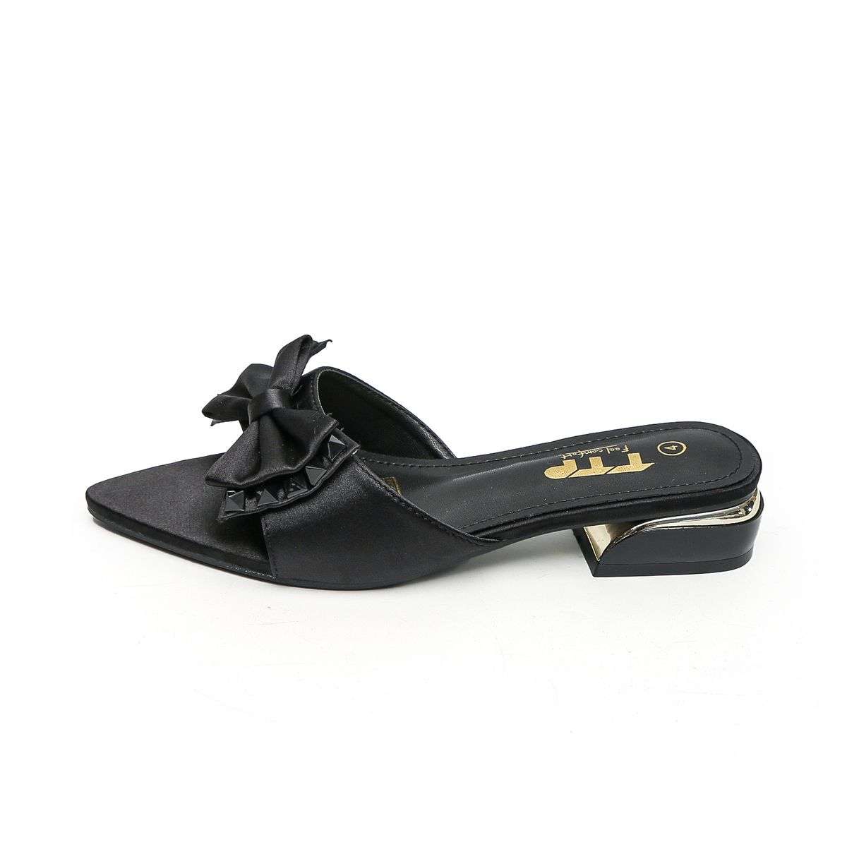 TTP Women Textile Slide Sandals with Bow Decor JSF62