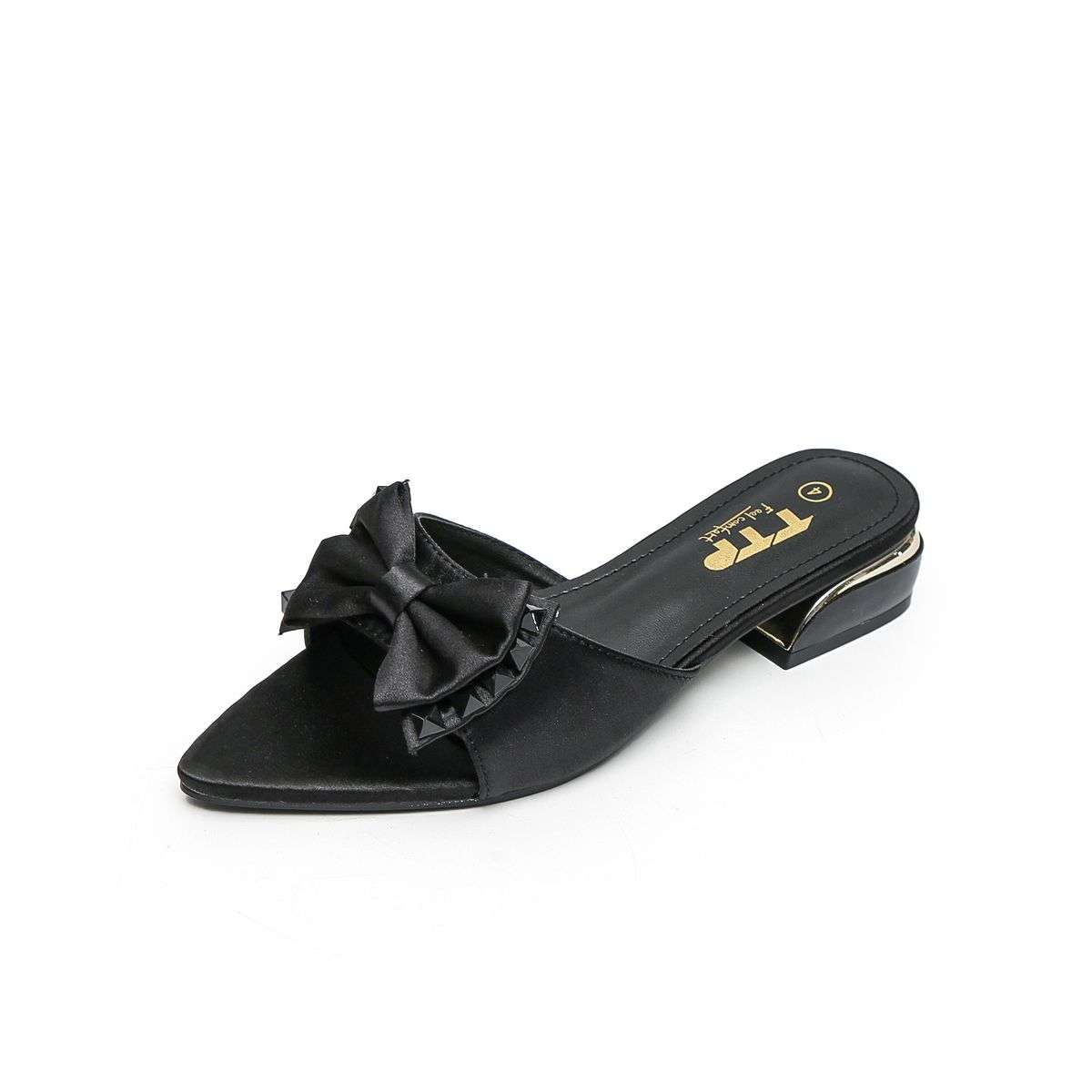 TTP Women Textile Slide Sandals with Bow Decor JSF62