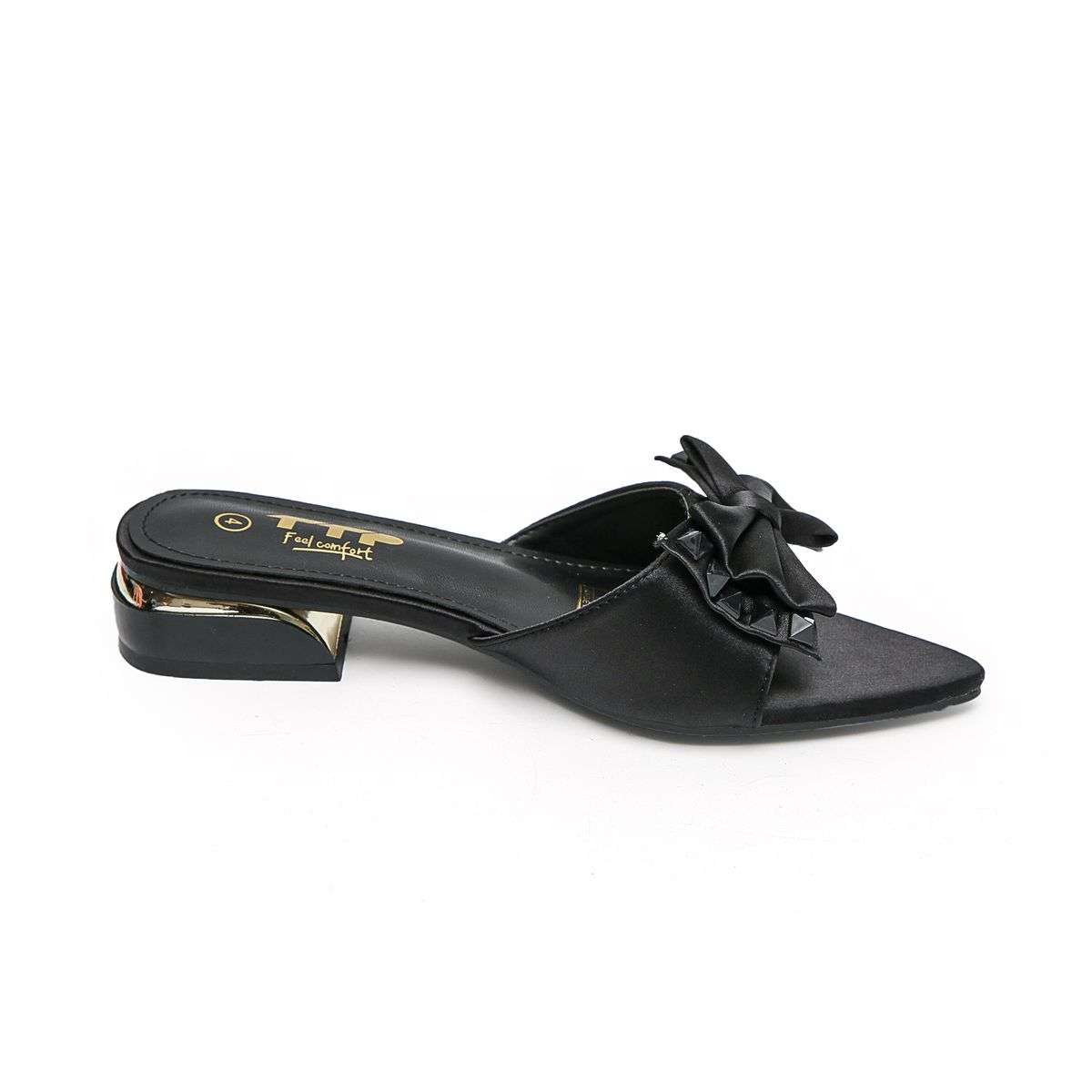 TTP Women Textile Slide Sandals with Bow Decor JSF62