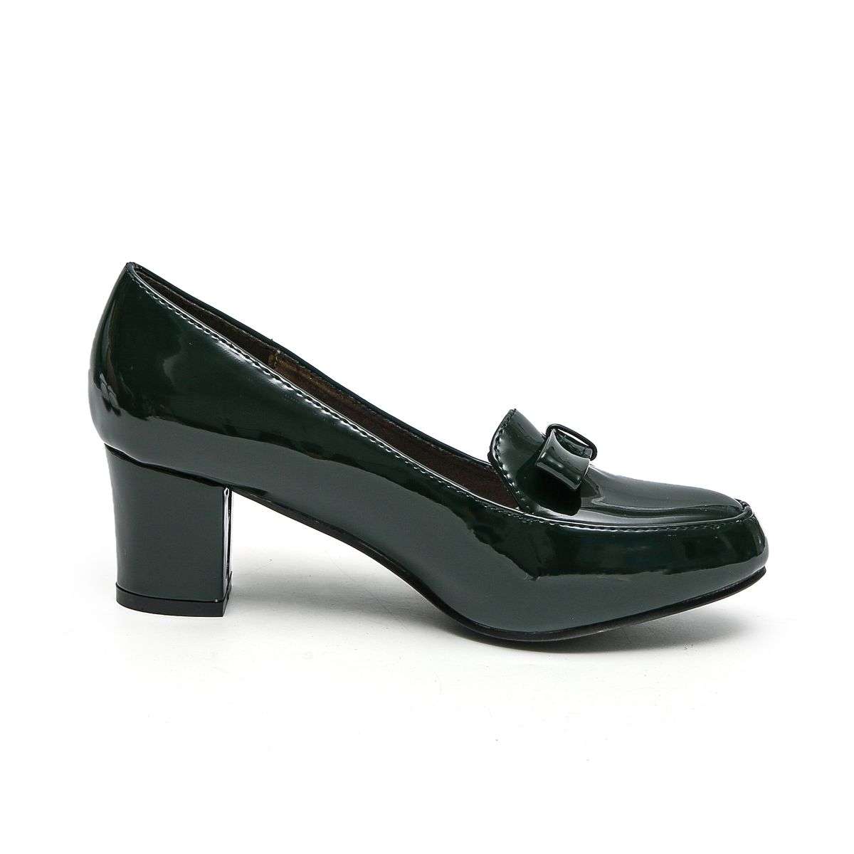 TTP Women Patent PU Block Heel Courts with Bow Decor JSF58