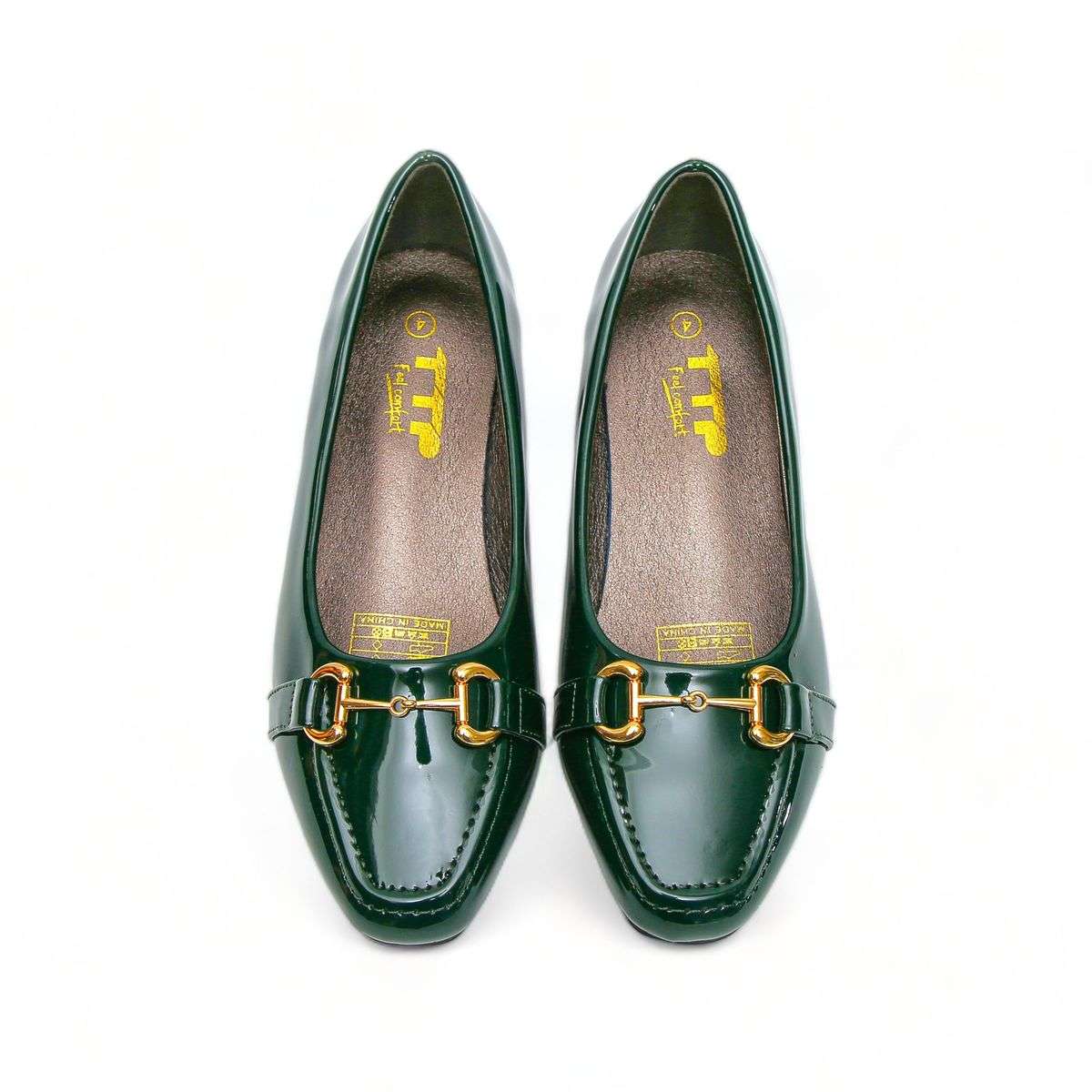 TTP Low Block Heel Patent PU Courts with Link Decor JSF60