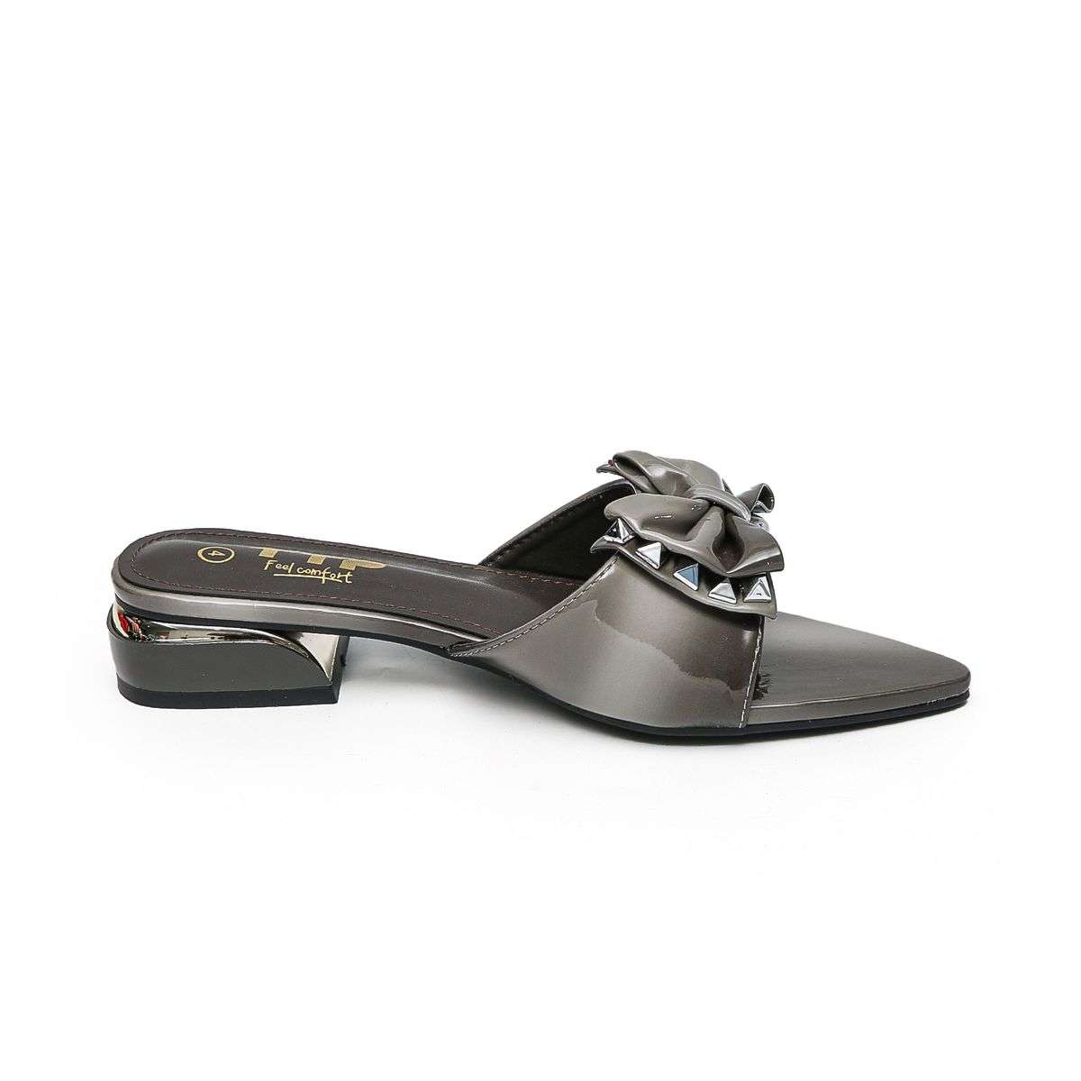 TTP Women Patent PU Slide Sandals with Bow Decor JSF63