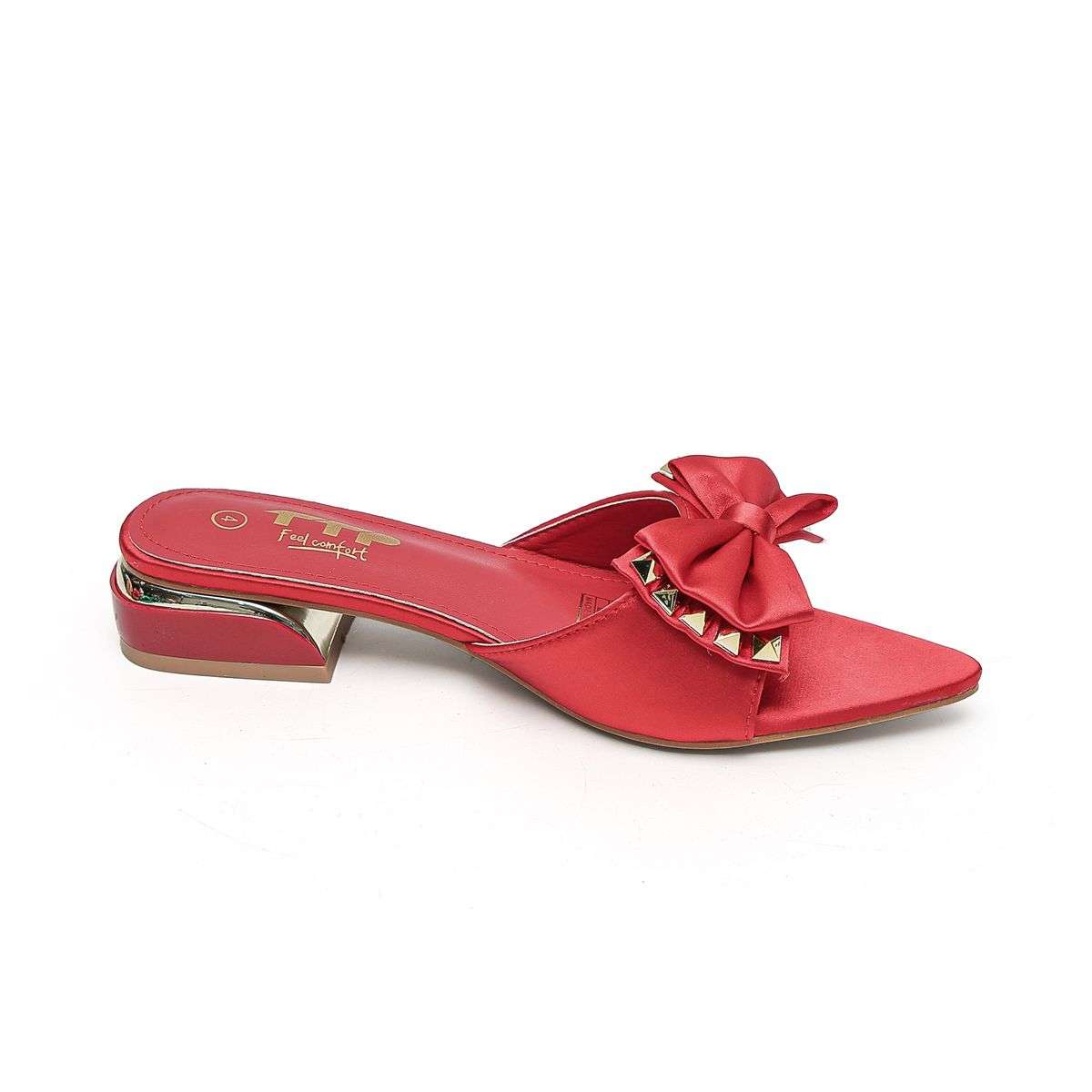TTP Women Textile Slide Sandals with Bow Decor JSF62