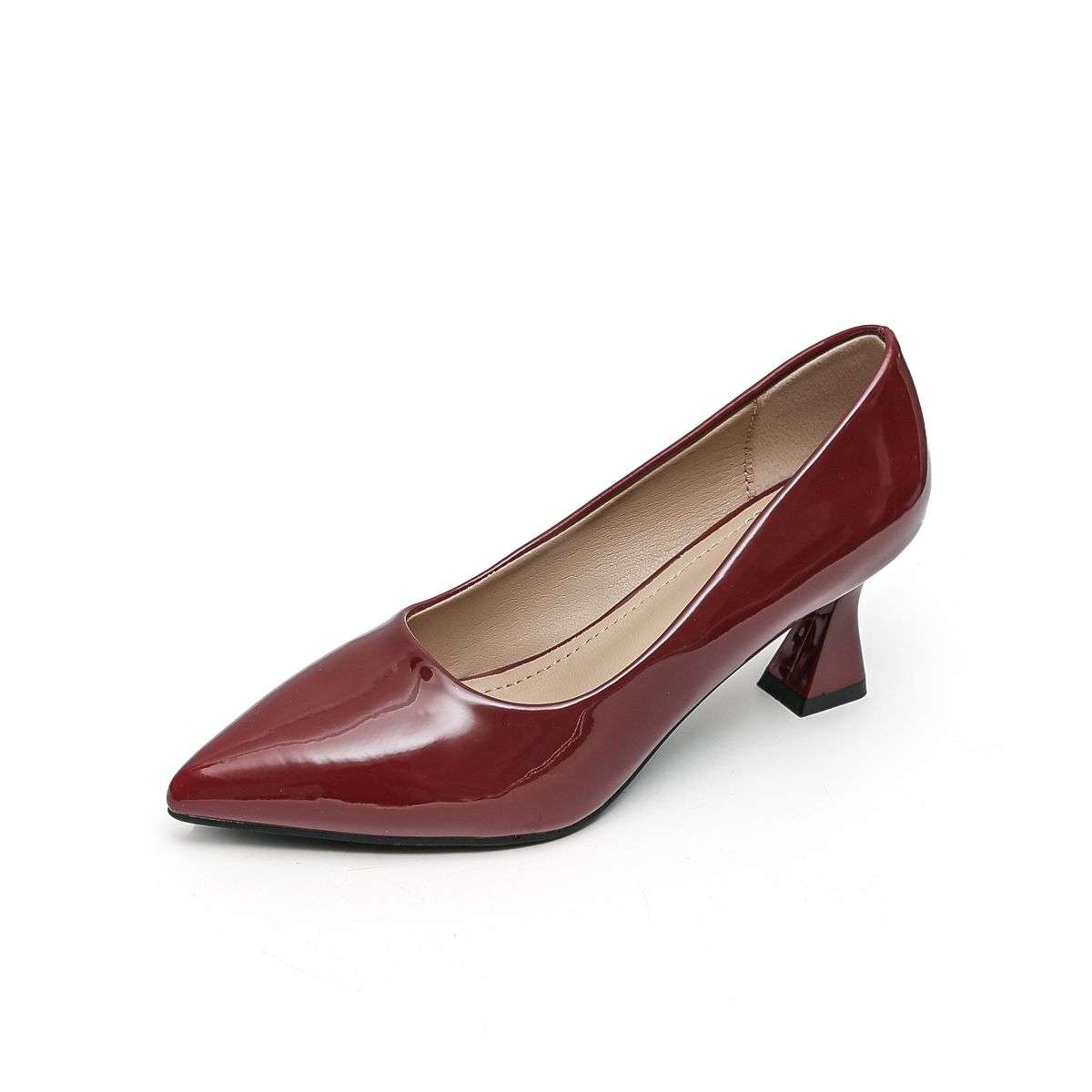 TTP Women Spool Heel Patent PU Slip On Heels JSF65