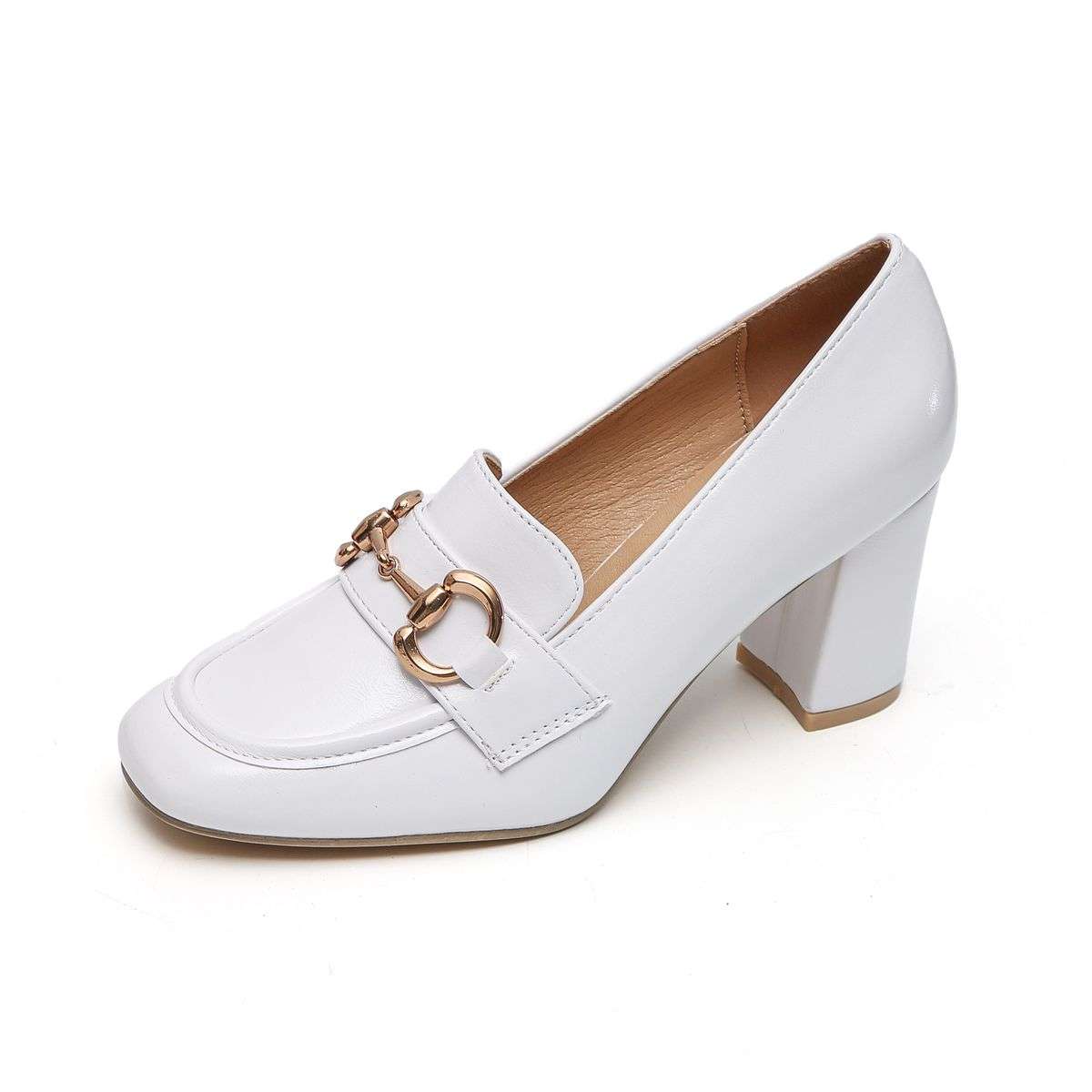 TTP Square Toe High Top Line Block Heel with Link Decor JSF52