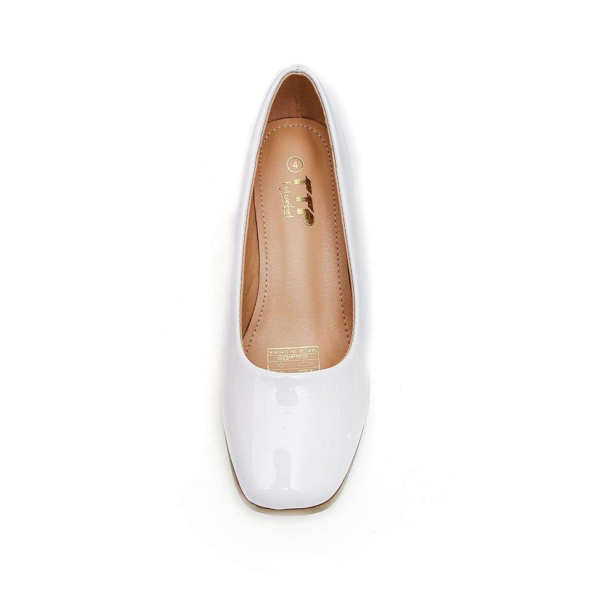 TTP Ladies Square Toe Patent PU Flare Heels JSF57