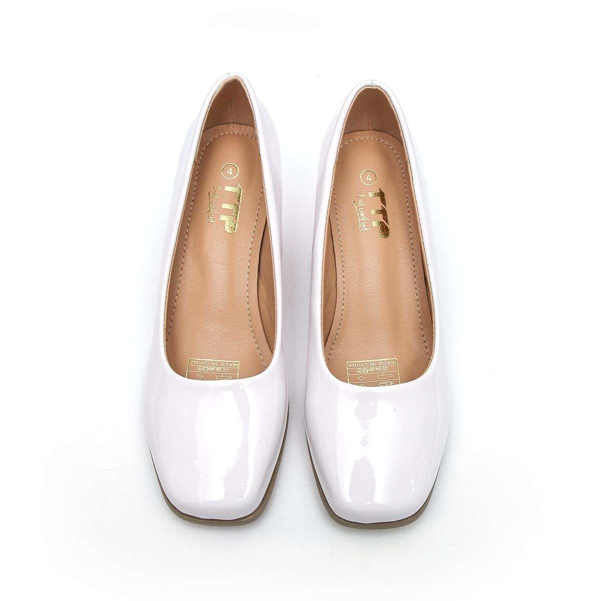 TTP Ladies Square Toe Patent PU Flare Heels JSF57