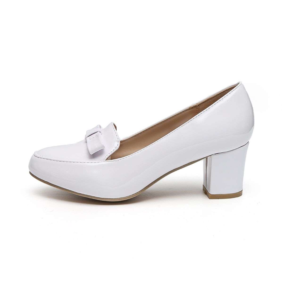 TTP Women Patent PU Block Heel Courts with Bow Decor JSF58